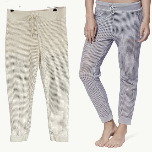 Electric & Rose Panama Mesh Drawstring Pants Joggers White Small - Picture 1 of 6